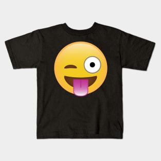 Tongue Sticking Out Emoji Kids T-Shirt